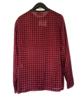 LANVIN Red & Black Houndstooth Print Silk Blend Blouse Made in Italy