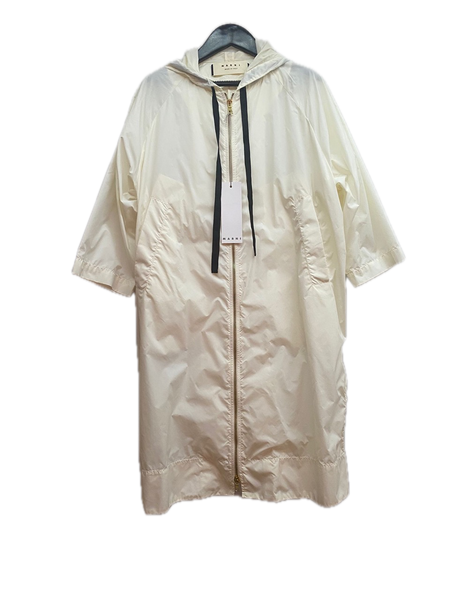 Marni Women's Lightweight Ivory Hooded Raincoat Made in Italy