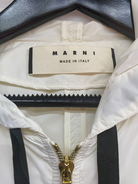 Marni Women's Lightweight Ivory Hooded Raincoat Made in Italy