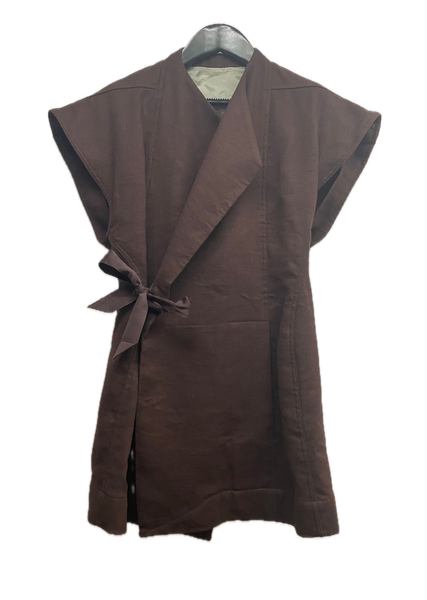 Rick Owens Womens Brown Hollywood Wrap Waistcoat Made in Italy