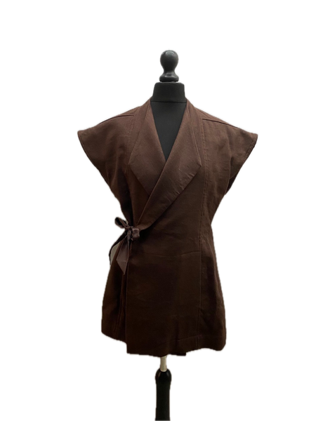 Rick Owens Womens Brown Hollywood Wrap Waistcoat Made in Italy