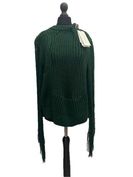 Calvin Klein 205w39nyc Green Fringed Sweater Made in Italy