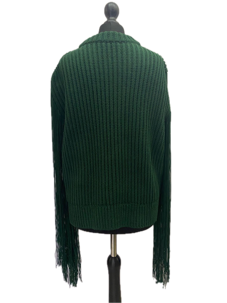 Calvin Klein 205w39nyc Green Fringed Sweater Made in Italy