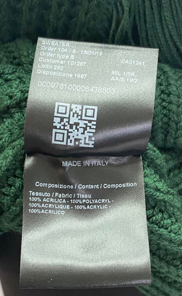 Calvin Klein 205w39nyc Green Fringed Sweater Made in Italy