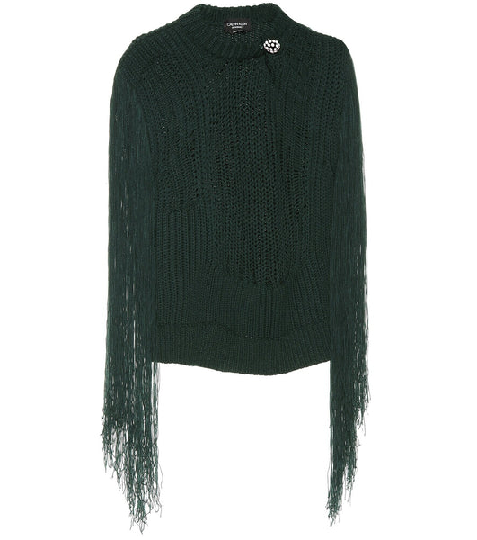 Calvin Klein 205w39nyc Green Fringed Sweater Made in Italy