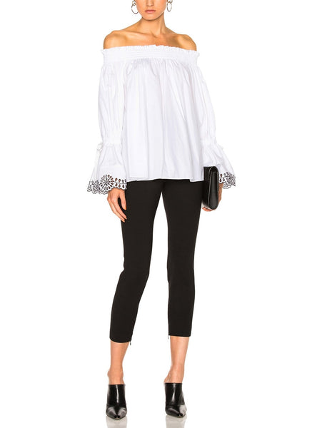 ALEXANDER MCQUEEN Off-the-shoulder Broderie Anglaise-trimmed Cotton Blouse