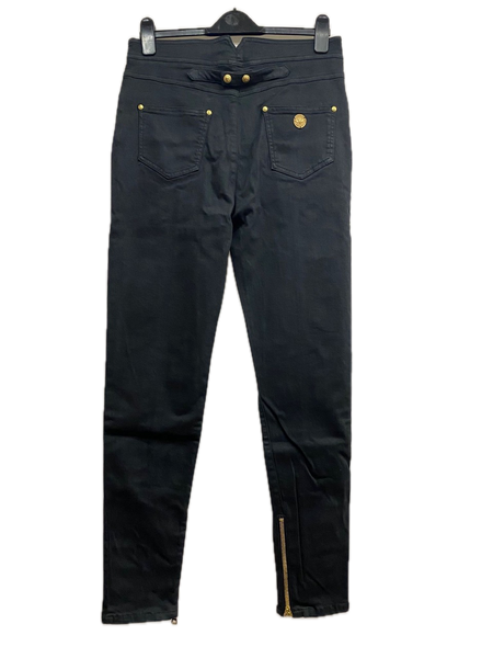 BALMAIN Women's Button-embellished High-rise Skinny Jeans In Black Made in Italy