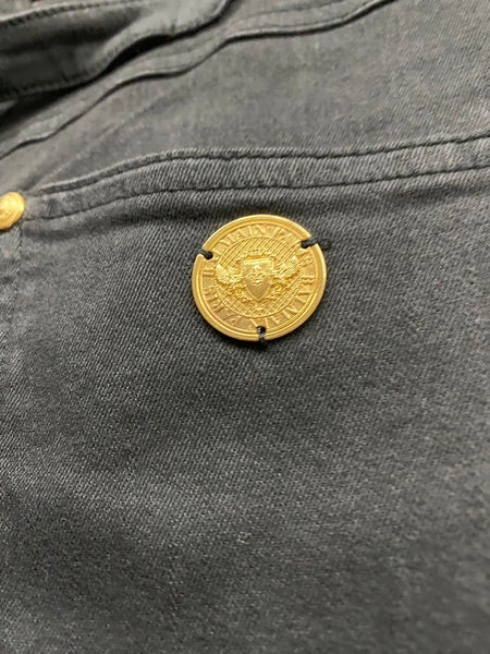 BALMAIN Women's Button-embellished High-rise Skinny Jeans In Black Made in Italy