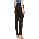 BALMAIN Women's Button-embellished High-rise Skinny Jeans In Black Made in Italy