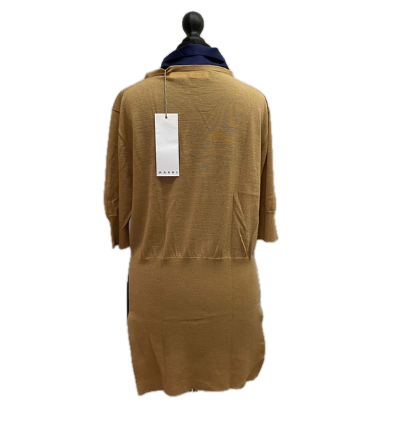 MARNI Women's Brown 100% Cashmere Fixed Tie Crew Neck Top Jumper