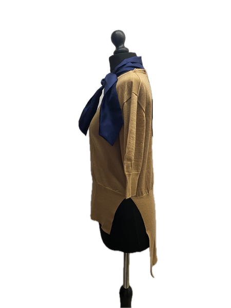 MARNI Women's Brown 100% Cashmere Fixed Tie Crew Neck Top Jumper