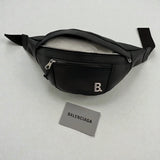 Balenciaga Plaque Belt Bag Bum Bag in Black Calfskin Made in Italy