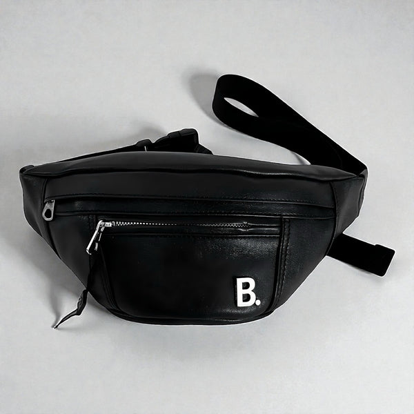 Balenciaga Plaque Belt Bag Bum Bag in Black Calfskin Made in Italy