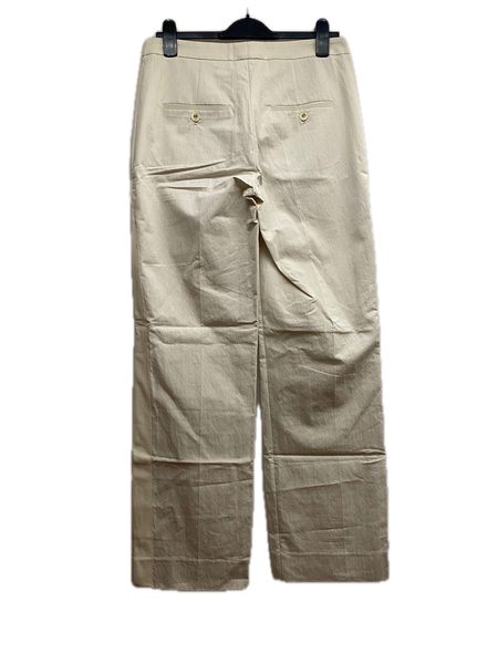 Brunello Cucinelli Beige Straight Leg Cotton-Blend Trousers