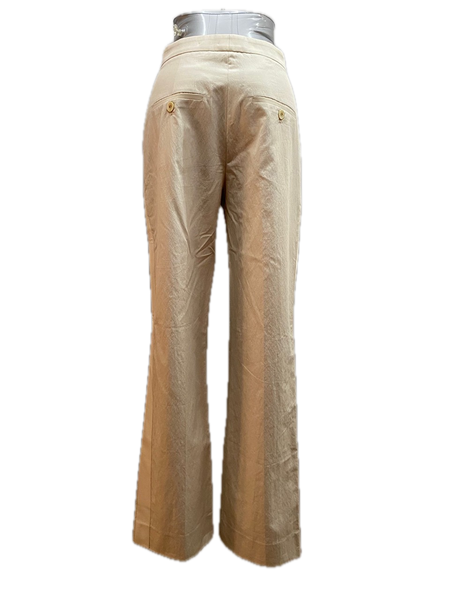 Brunello Cucinelli Beige Straight Leg Cotton-Blend Trousers
