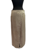 Brunello Cucinelli Taupe Suede leather Midi Wrap Skirt