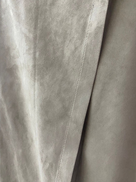 Brunello Cucinelli Taupe Suede leather Midi Wrap Skirt