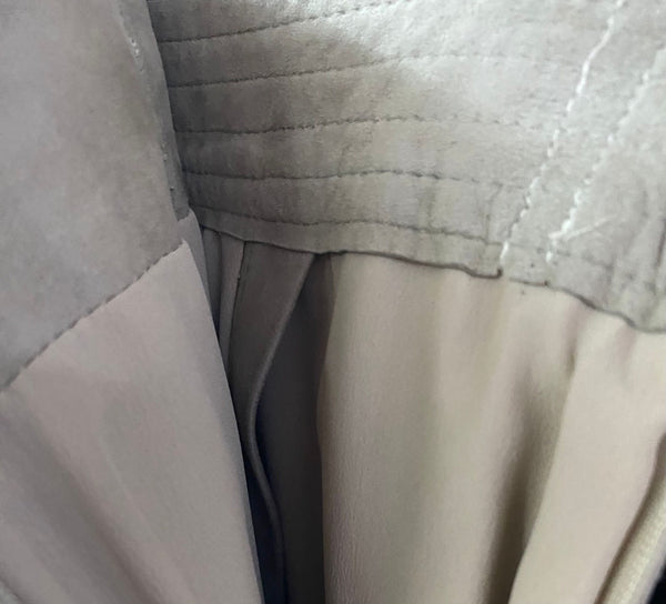 Brunello Cucinelli Taupe Suede leather Midi Wrap Skirt