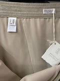 Brunello Cucinelli Taupe Suede leather Midi Wrap Skirt