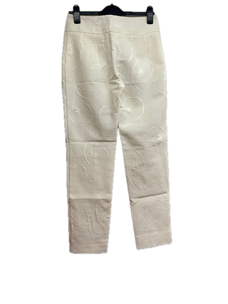 Agnona Women’s White Embroidered Silk-Blend Trousers
