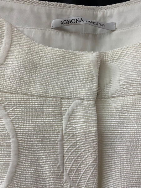 Agnona Women’s White Embroidered Silk-Blend Trousers