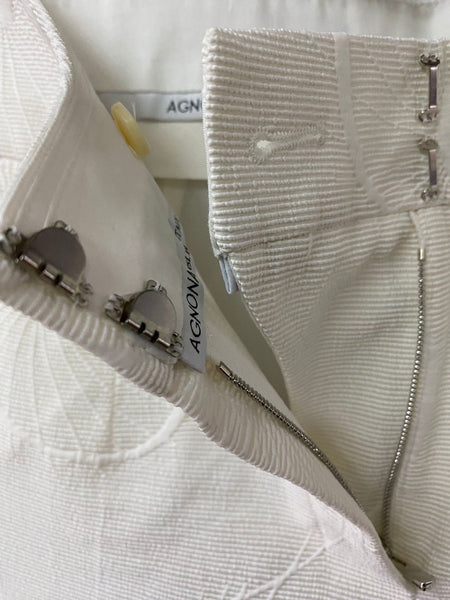 Agnona Women’s White Embroidered Silk-Blend Trousers