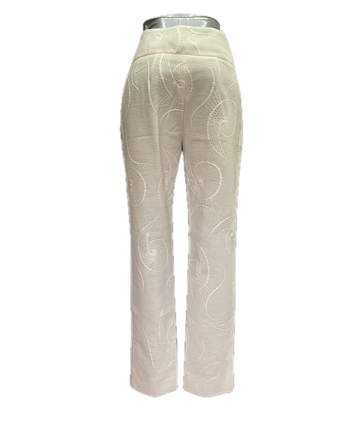 Agnona Women’s White Embroidered Silk-Blend Trousers