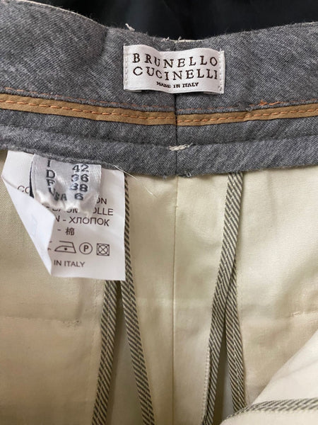 Brunello Cucinelli Beige Cotton Tapered Skinny Trousers