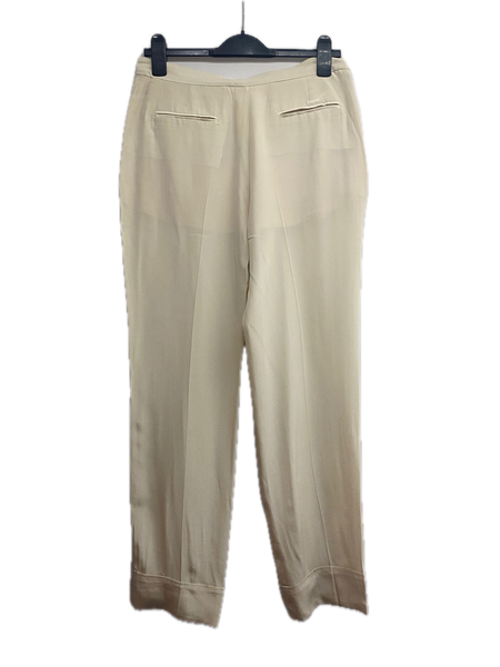 Valentino Ivory Pressed-Pleat Pure Silk Tapered Trousers