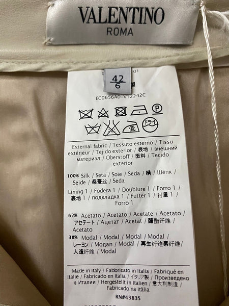 Valentino Ivory Pressed-Pleat Pure Silk Tapered Trousers