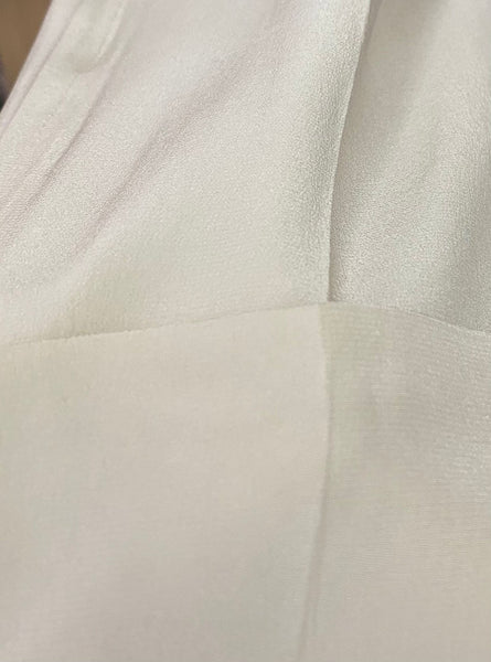 Valentino Ivory Pressed-Pleat Pure Silk Tapered Trousers