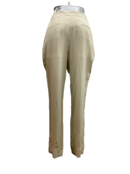 Valentino Ivory Pressed-Pleat Pure Silk Tapered Trousers