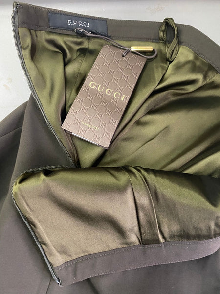 Gucci Rifle Green Cotton Stretch Blend Skirt Made in Italy