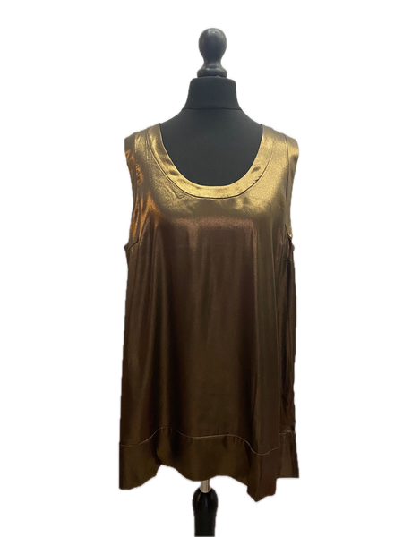 Brunello Cucinelli Brown Pure Silk Satin top Made in Italy