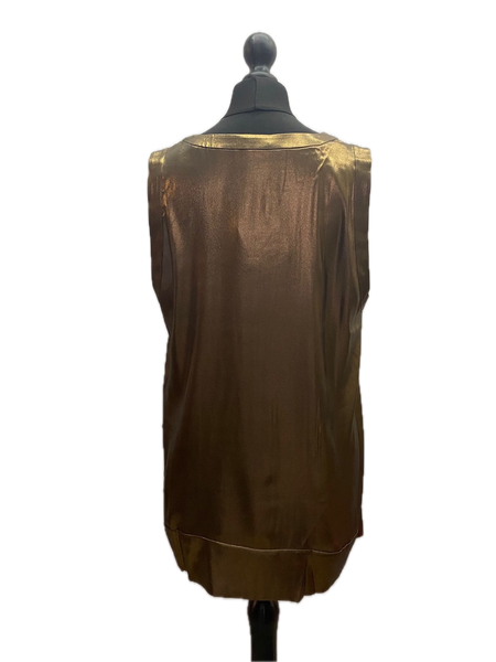 Brunello Cucinelli Brown Pure Silk Satin top Made in Italy