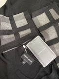 Giorgio Armani Black Links-Stitch Viscose Jumper with Sheer Grid Sleeves