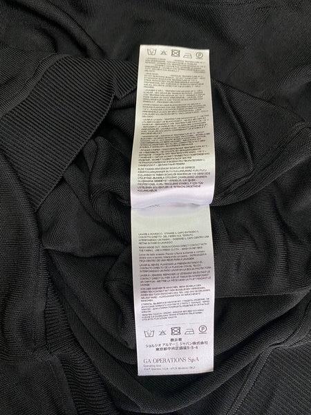 Giorgio Armani Black Links-Stitch Viscose Jumper with Sheer Grid Sleeves