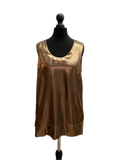 Brunello Cucinelli Brown Pure Silk Satin top Made in Italy