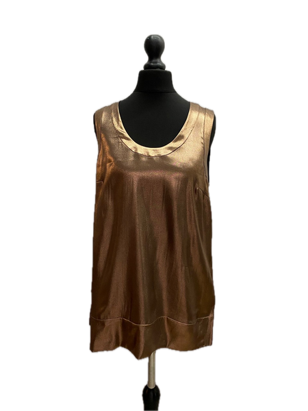 Brunello Cucinelli Brown Pure Silk Satin top Made in Italy