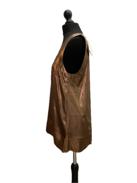 Brunello Cucinelli Brown Pure Silk Satin top Made in Italy