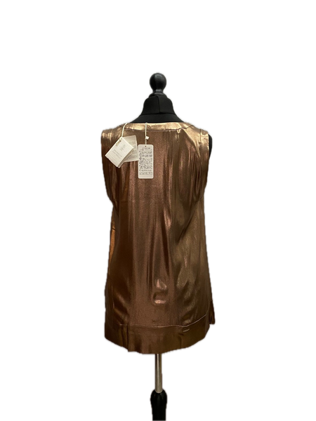 Brunello Cucinelli Brown Pure Silk Satin top Made in Italy