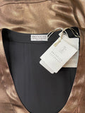 Brunello Cucinelli Brown Pure Silk Satin top Made in Italy