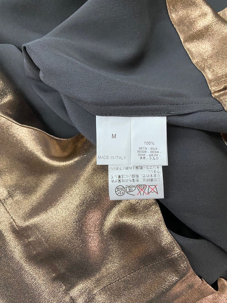 Brunello Cucinelli Brown Pure Silk Satin top Made in Italy