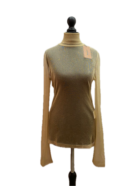 Missoni Golden Sheer Viscose Long Sleeve High-Neck Jumper Made in Italy
