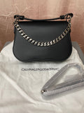 CALVIN KLEIN 205W39NYC Black Leather Handbag Chain Shoulder Bag