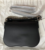 CALVIN KLEIN 205W39NYC Black Leather Handbag Chain Shoulder Bag