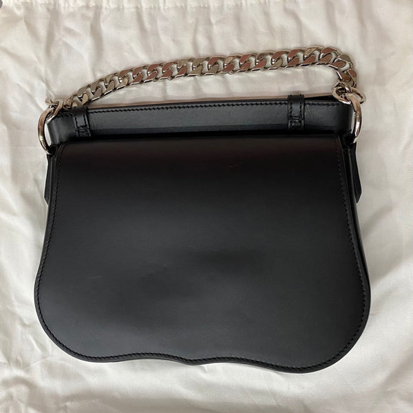 CALVIN KLEIN 205W39NYC Black Leather Handbag Chain Shoulder Bag