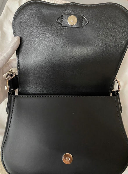 CALVIN KLEIN 205W39NYC Black Leather Handbag Chain Shoulder Bag