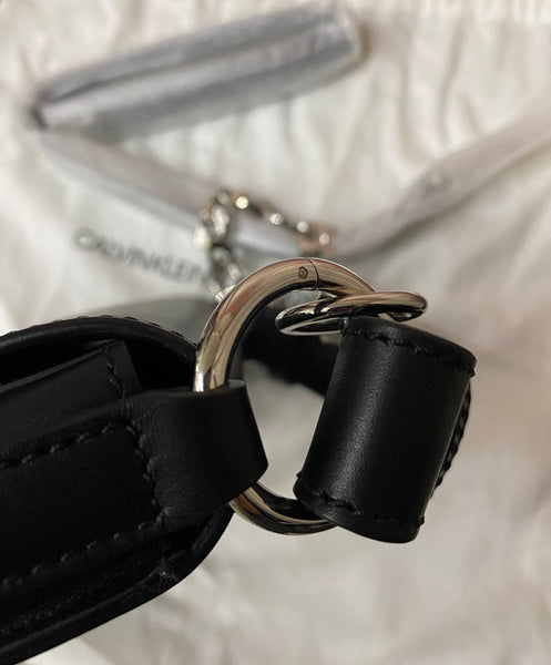 CALVIN KLEIN 205W39NYC Black Leather Handbag Chain Shoulder Bag