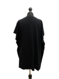 Valentino Black Virgin Wool Embroidered Poncho Top Made in Italy
